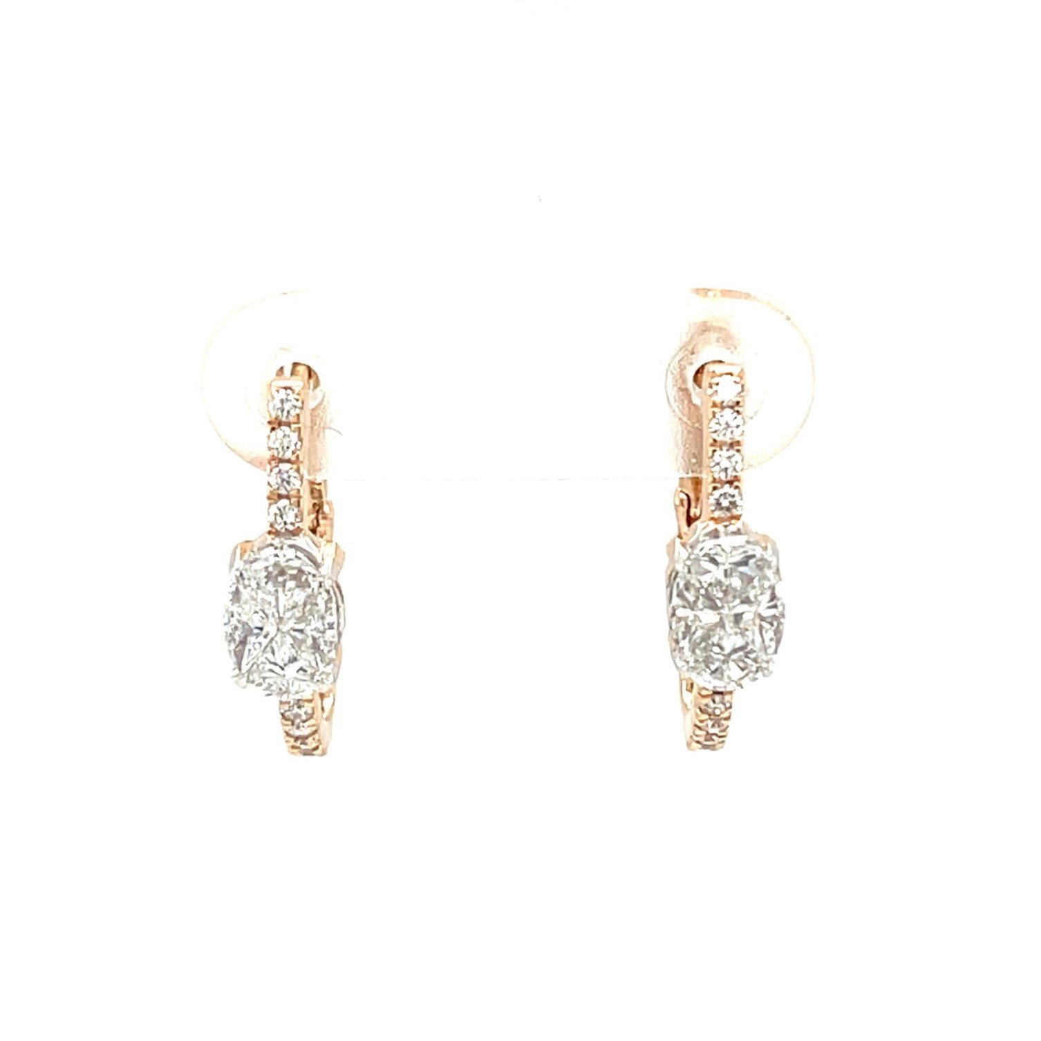 Radiant Oval Diamond Hoop Earrings in Rose Gold